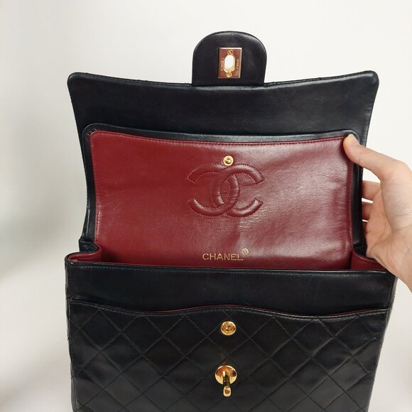 SOLD CHANEL 25 Black Double Flap Quilted Lambskin Leather Bag - Picture 14 of 16